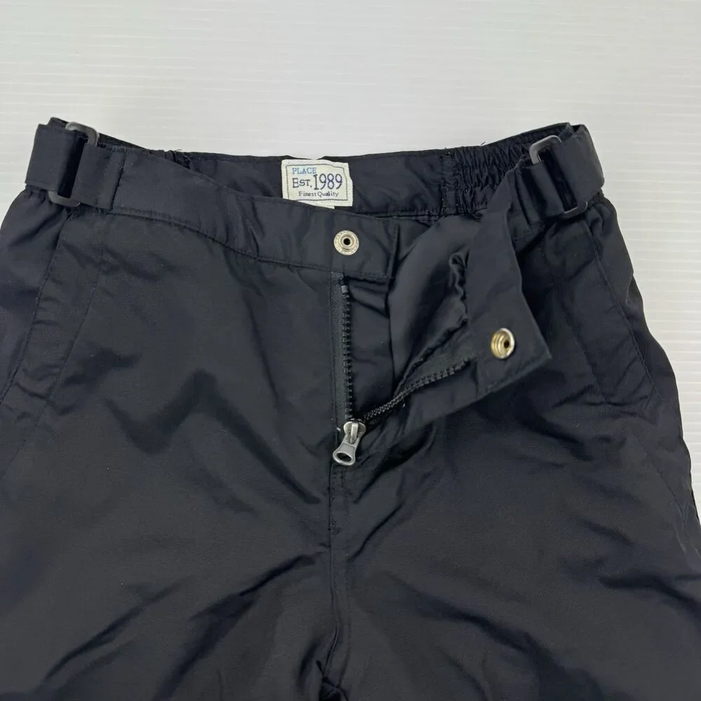 Childrens Place Snow Pants Kids 7 Black Adjustable Waist Athleisure Winter Ski